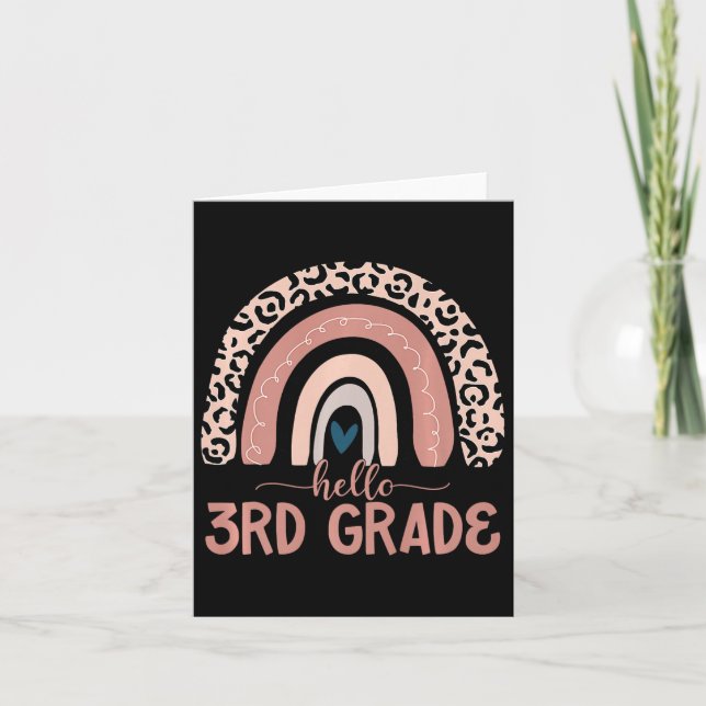 Hello 3rd Grade Teacher Leopard Rainbow Byck To Sc Card (Front)