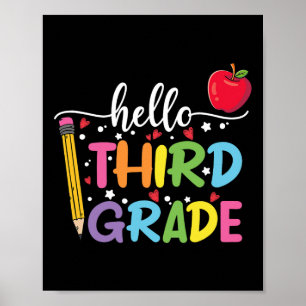 Hello 3rd Grade Teacher Student Back To School Poster