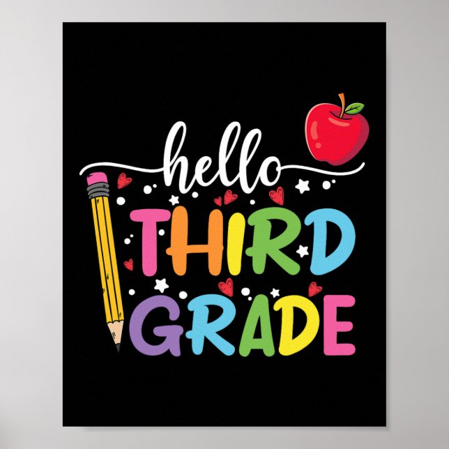 Hello 3rd Grade Teacher Student Back To School  Poster (Front)