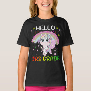 Hello 3rd Grade Teacher Student Team Unicorn Back  T-Shirt