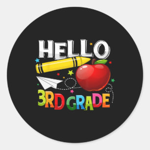 Hello 3rd Grade Teacher Team Third Grade Squad Gir Classic Round Sticker
