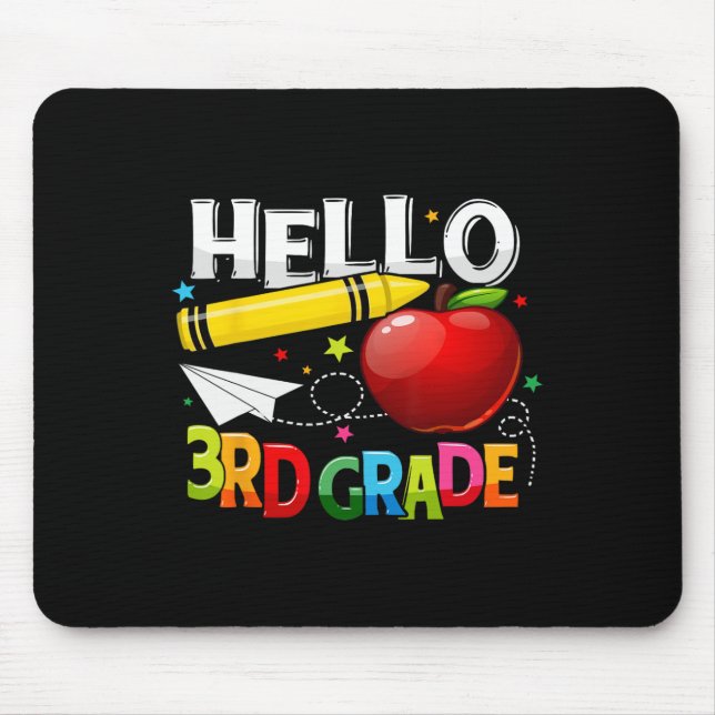 Hello 3rd Grade Teacher Team Third Grade Squad Gir Mouse Pad (Front)