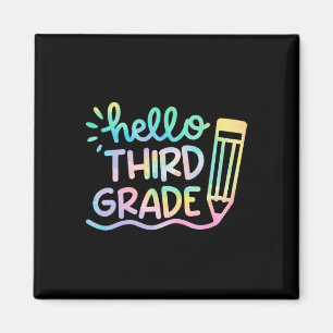 Hello 3rd Grade Tie Dye Teachers Kids Back to Scho Magnet