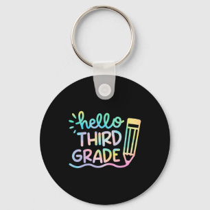 Hello 3rd Grade Tie Dye Teachers Kids Byck To Scho Key Ring