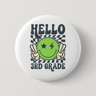 Hello 3rd Grade Vibes Groovy Smile Face Back To Sc 6 Cm Round Badge