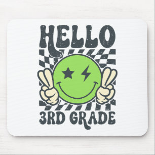 Hello 3rd Grade Vibes Groovy Smile Face Back To Sc Mouse Pad
