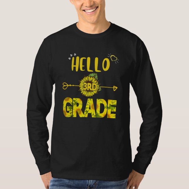 Hello 3rd Third Grade Sunflower Teacher 1 T-Shirt (Front)