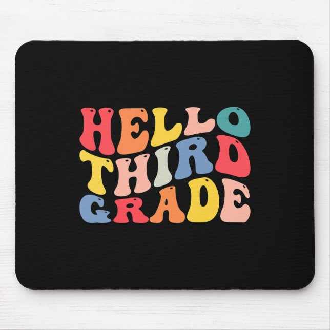 hello 3rd third grade teacher Back To School Retro Mouse Pad (Front)