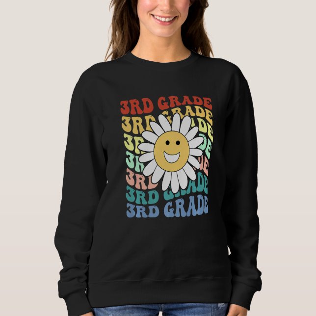 Hello 3rd Third Grade Teacher Back To School Retro Sweatshirt (Front)