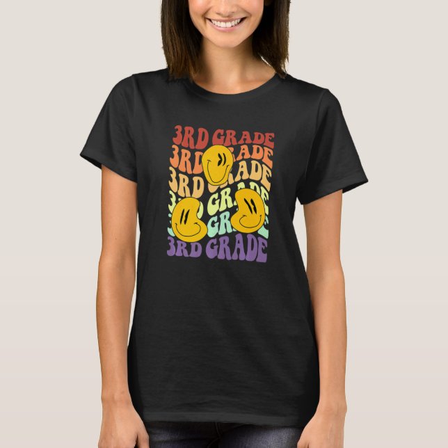hello 3rd third grade teacher Back To School Retro T-Shirt (Front)