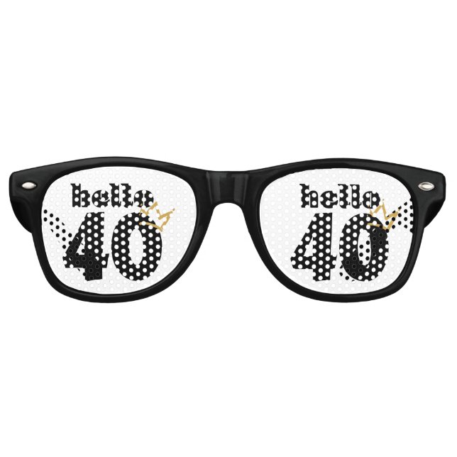 Hello 40 Birthday Crown Retro Sunglasses (Front)