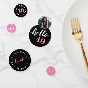 Hello 40   Milestone Birthday Custom Party Confetti