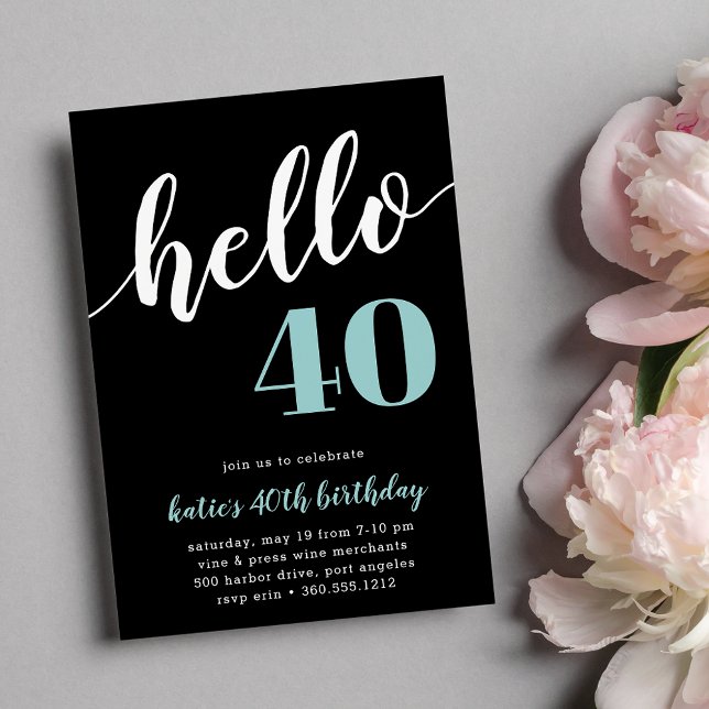 Hello 40 | Milestone Birthday Party Invitation (Creator Uploaded)