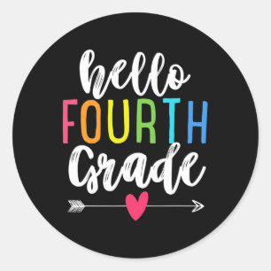 Hello 4th Fourth Grade  Back To School Fun Kids Gi Classic Round Sticker