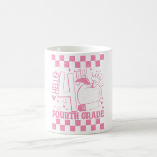 Hello 4th Fourth Grade Back To School Teacher Pink Coffee Mug