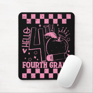 Hello 4th Fourth Grade Back To School Teacher Pink Mouse Pad