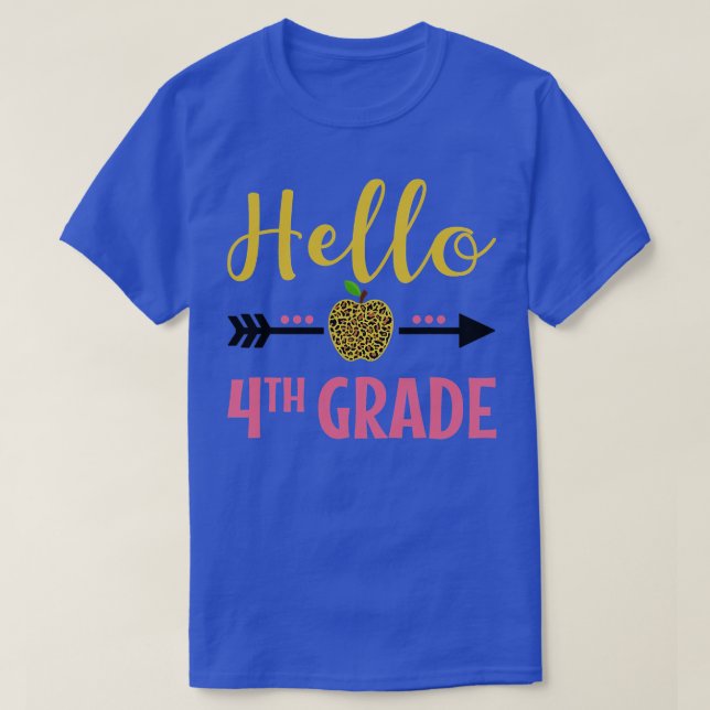 Hello 4th Grade Back to School Leopard Fourth Grad T-Shirt (Design Front)