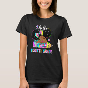 Hello 4th Grade Black Girls Tie Dye Back To School T-Shirt