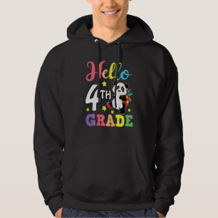 Hello 4th Grade Cute Panda Back To School Student Hoodie
