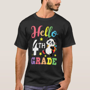 Hello 4th Grade Cute Panda Back To School Student T-Shirt