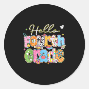 Hello 4th Grade First Day Of School Back To School Classic Round Sticker