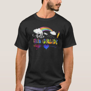 Hello 4Th Grade Heart Funny Teacher Student Back T T-Shirt