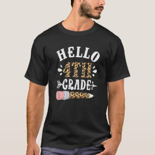 Hello 4th Grade Leopard Fourth Grade Teacher Boys T-Shirt