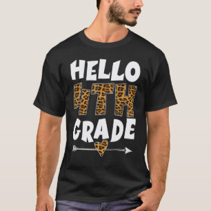 Hello 4th Grade Leopard fourth Grade Teachers Stud T-Shirt
