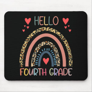 Hello 4th Grade Leopard Rainbow Fourth Grade Back  Mouse Pad