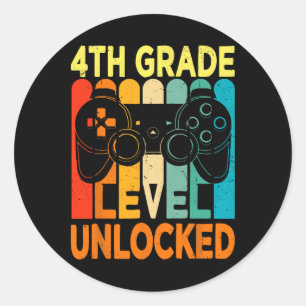 Hello 4th Grade Level Unlocked Video Game Back To Classic Round Sticker