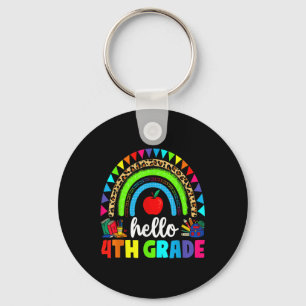 Hello 4th Grade Rainbow Back To School First Day K Key Ring