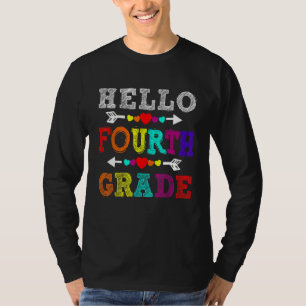 Hello 4th Grade Rainbow Fourth Grade Teacher Kids T-Shirt