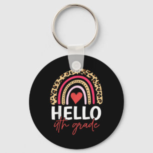 Hello 4th Grade Rainbow Leopard Team Fourth Grade Key Ring