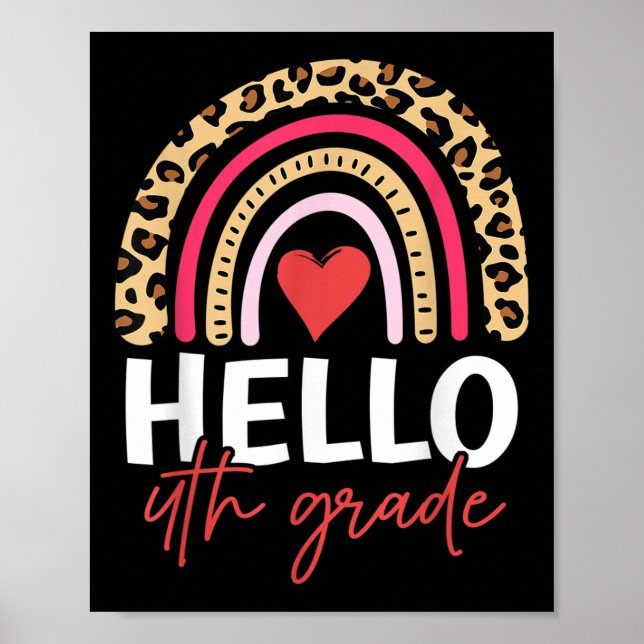 Hello 4th Grade Rainbow Leopard Team Fourth Grade  Poster (Front)
