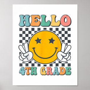 Hello 4th Grade Retro Smile Teachers Kids Back To Poster