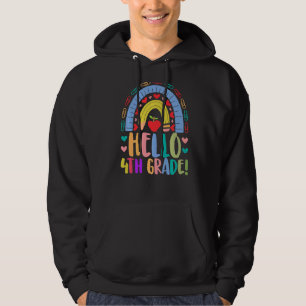 Hello 4th Grade School Rainbow Grade Acedamic Hoodie