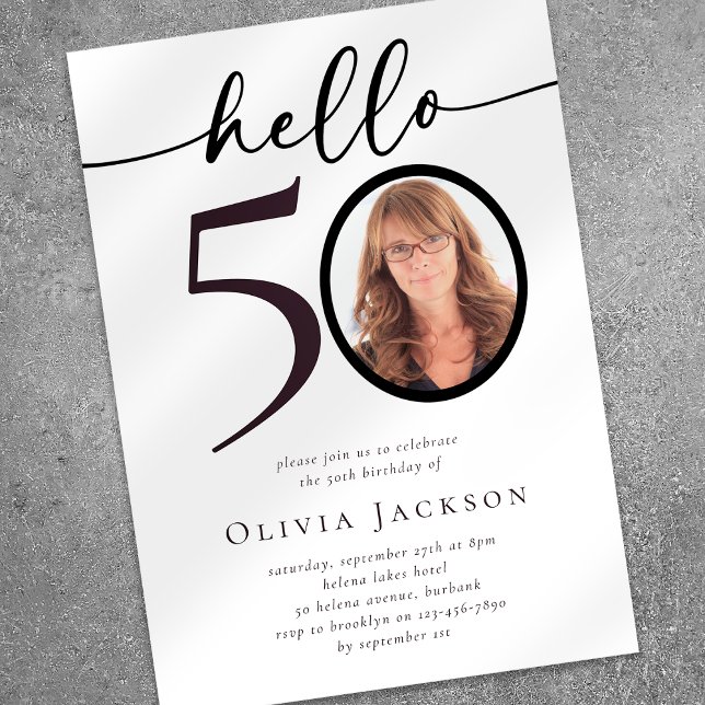 Hello 50 Fiftieth Birthday Party Invitation (Creator Uploaded)