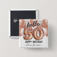 Hello 50 Pink Glitter Birthday Balloons