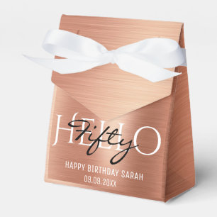 Hello 50th Birthday Elegant Calligraphy Rose Gold Favour Box