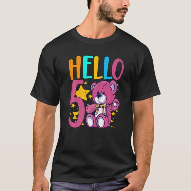 Hello 5 Birthday Outfit For Kids 5 Years Old T-Shirt (Front)