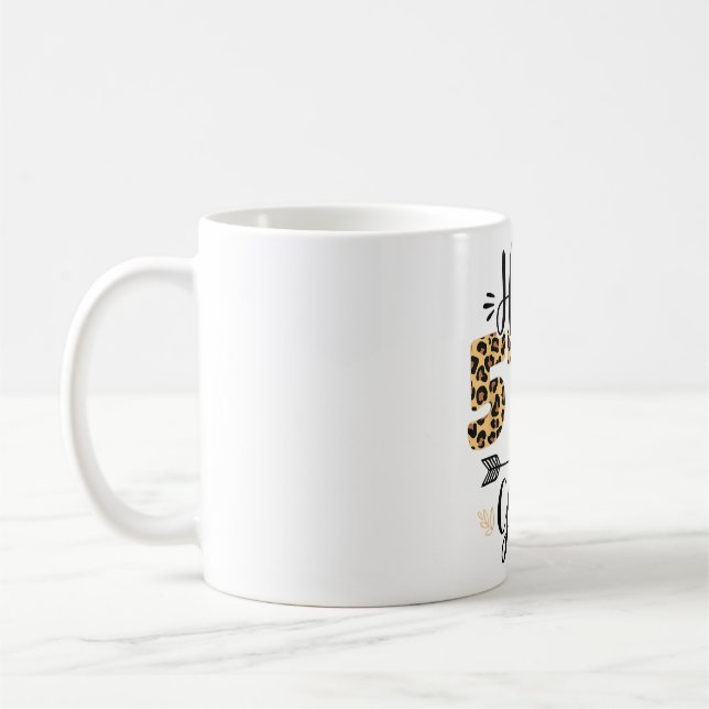 Hello 5th Fifth Grade Leopard Teacher Back To Scho Coffee Mug (Left)