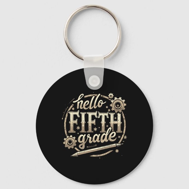 Hello 5th Grade Back To School Apparel  Key Ring (Front)