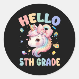Hello 5th Grade First Day Of School Unicorn Teache Classic Round Sticker