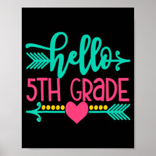 Hello 5th Grade Girls Back To School Gift Cute Hea Poster