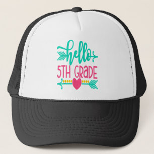 Hello 5th Grade Girls Back To School Gift Cute Hea Trucker Hat