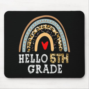 Hello 5th Grade Leopard Rainbow Back To School Tea Mouse Pad
