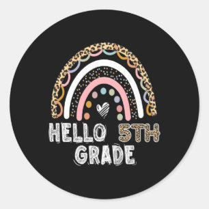 Hello 5th Grade Leopard Rainbow Fifth Grade Teache Classic Round Sticker