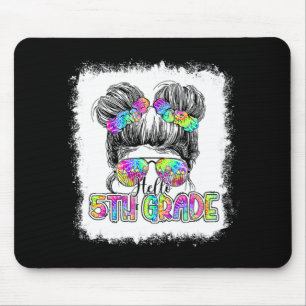 Hello 5th Grade Messy Bun Girls Tie Dye Cute Back Mouse Pad