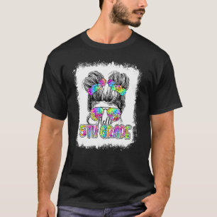 Hello 5th Grade Messy Bun Girls Tie Dye Cute Back T-Shirt