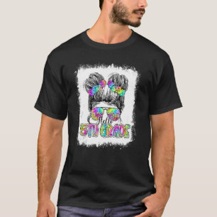Hello 5th Grade Messy Bun Girls Tie Dye Cute Back T-Shirt